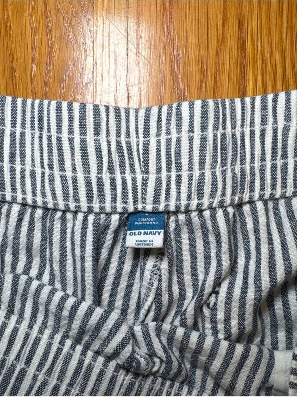 Old Navy Blue & White Striped High-Waist Shorts